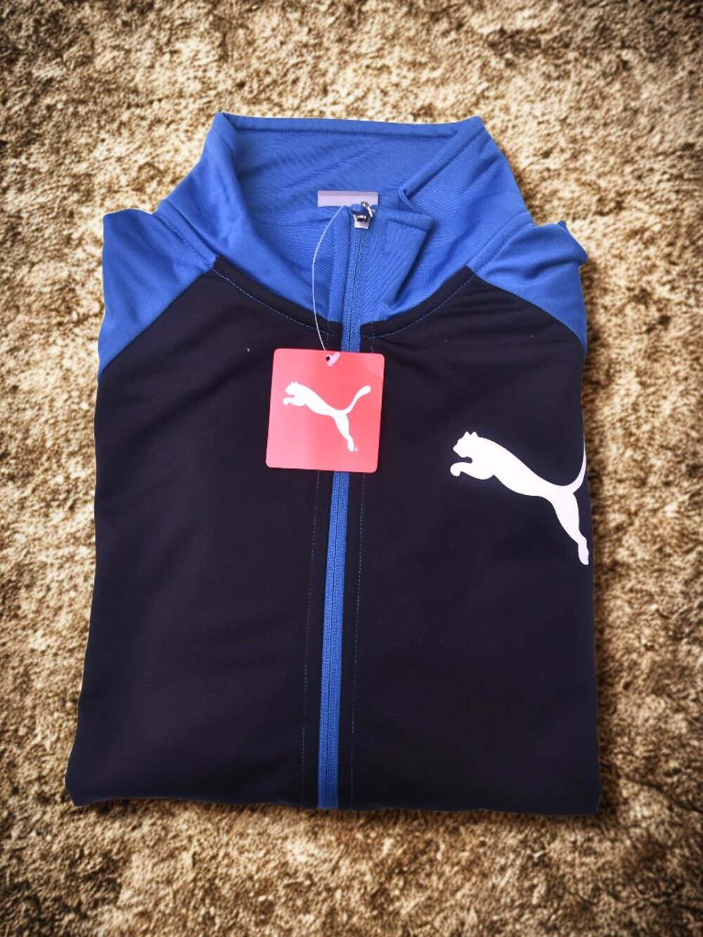 Puma Zip Down Mockneck Long Sleeve Athletic Gym Contrast Track Jacket M in stock